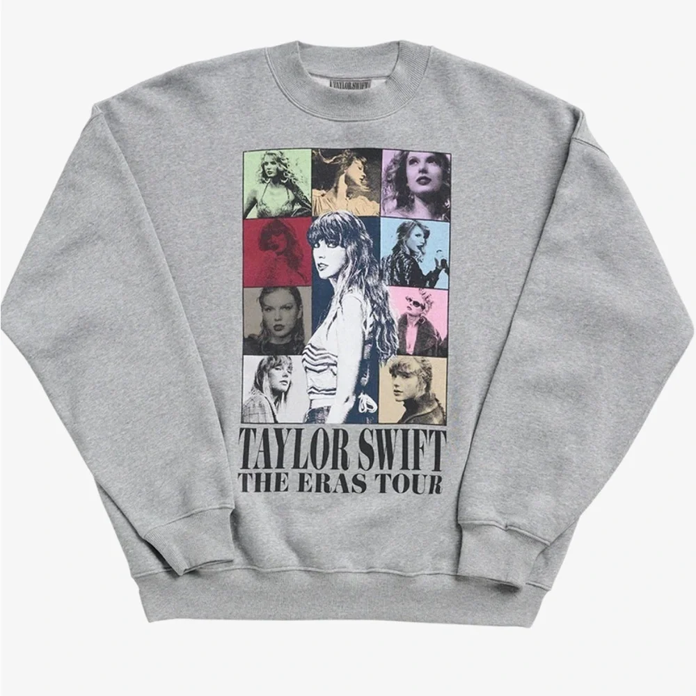 Taylor Swift The Eras Tour Heather Gray Crewneck Sweatshirt OVERSIZED Size Small - Picture 2 of 8